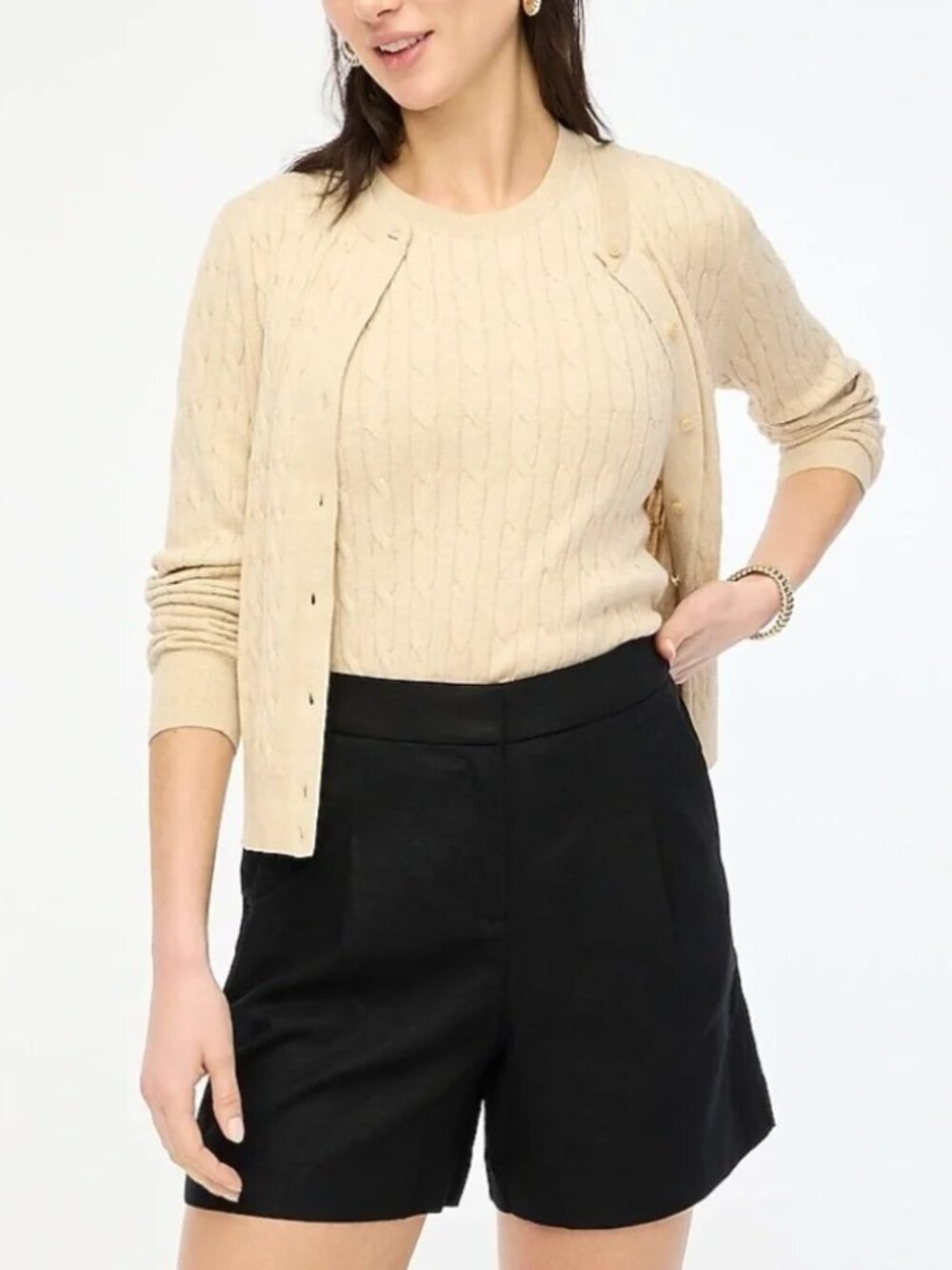 J.Crew Elastic Back Linen Blend Pleated Short Black Size 4 NWT